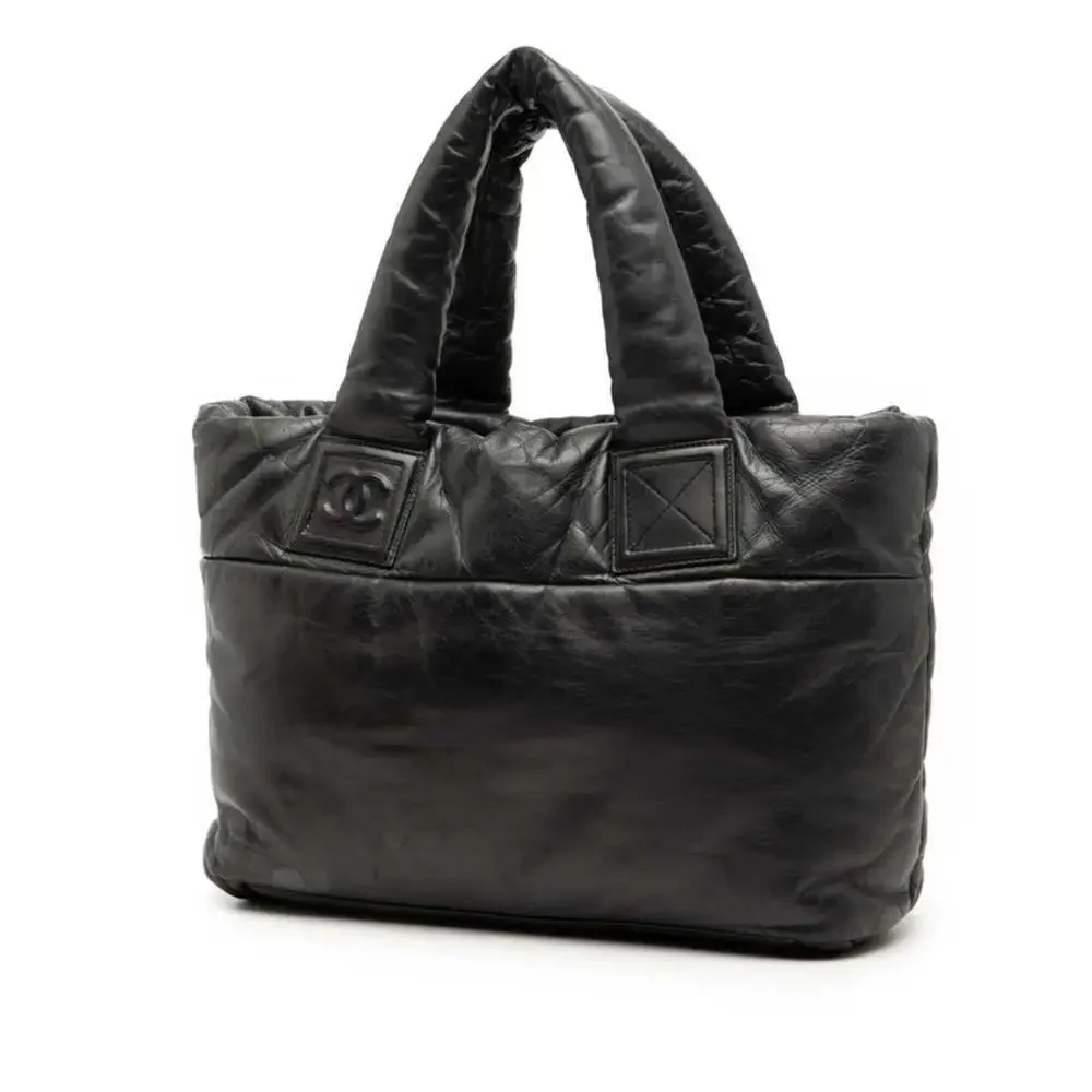 CHANEL Black Leather Tote Bag